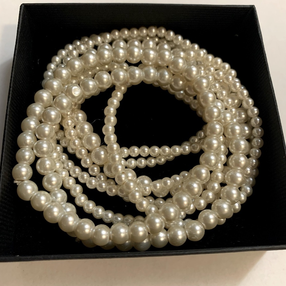 Faux Pearl Stackable Bracelets set of 9